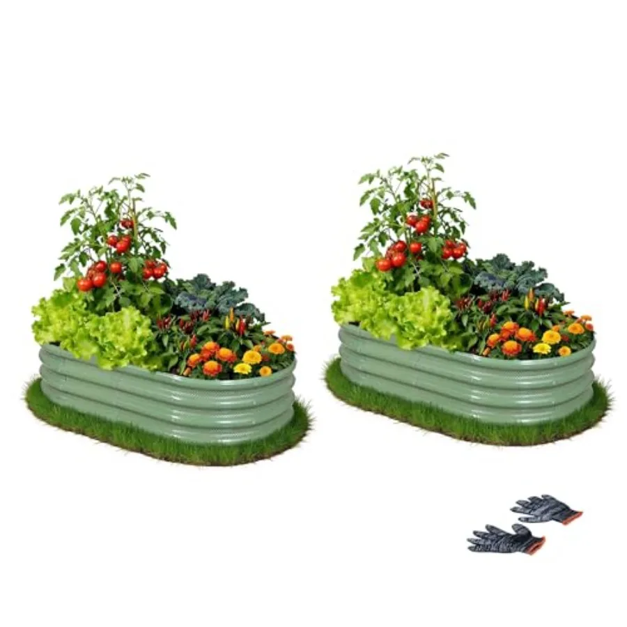 2 Pack Raised Garden Bed Kits, 4x2x1FT Green Oval Galvanized Outdoor Planter Beds, Easy Assembly Metal Raised Bed for Vegetable
2 Pack Raised Garden Bed Kits, 4x2x1FT Green Oval Galvanized Outdoor Planter Beds, Easy Assembly Metal Raised Bed for Vegetable