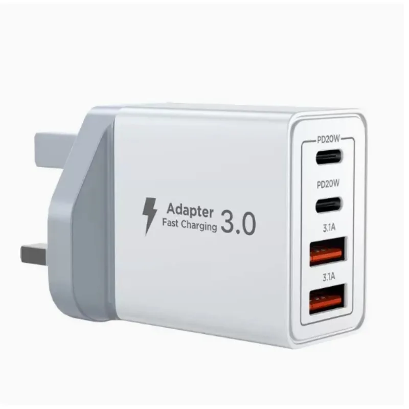 UK Standard 55W Multi-Port USB Charger Dual PD 20W Dual USB 3.1A Four-Port Certified Charging Head
UK Standard 55W Multi-Port USB Charger Dual PD 20W Dual USB 3.1A Four-Port Certified Charging Head