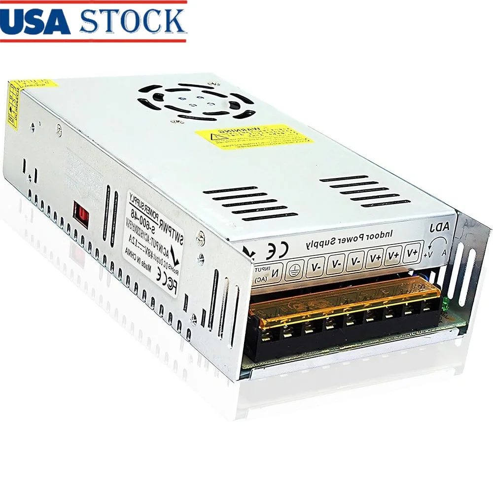 110V AC to 48V DC Converter 12A 600W Power Supply Adapter Transformer with Intelligent Cooling Protection Dustproof Cover
110V AC to 48V DC Converter 12A 600W Power Supply Adapter Transformer with Intelligent Cooling Protection Dustproof Cover