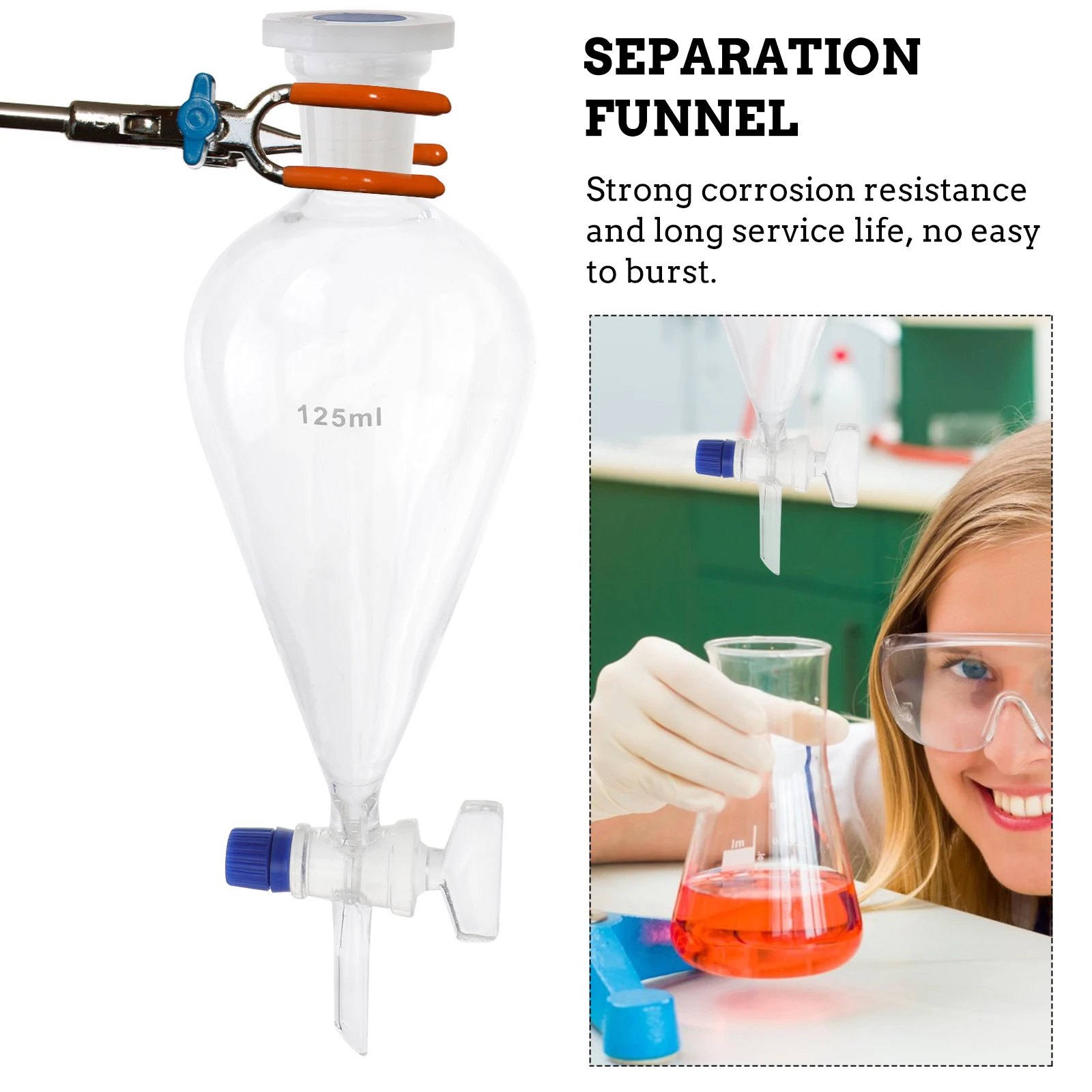 125 Ml Vial Separating Funnel with High Borosilicate Pear-Shaped Glass Separator 
125 Ml Vial Separating Funnel with High Borosilicate Pear-Shaped Glass Separator