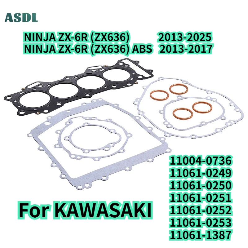 For Kawasaki NINJA ZX-6R 2013-2025 Motorcycle Cylinder Crankcase Cover Oil Pan Gasket Kits NINJA ZX-6R ZX636 ABS 2013-2017 ZX6R
For Kawasaki NINJA ZX-6R 2013-2025 Motorcycle Cylinder Crankcase Cover Oil Pan Gasket Kits NINJA ZX-6R ZX636 ABS 2013-2017 ZX6R