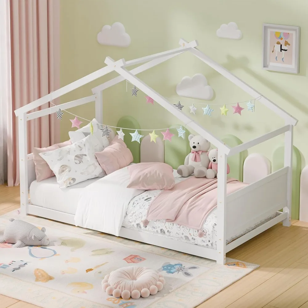 Twin House Bed, Montessori Floor Bed with Headboard & Footboard, Solid Wood Bed Frame for Toddlers Teens Bedroom, No Box Spring
Twin House Bed, Montessori Floor Bed with Headboard & Footboard, Solid Wood Bed Frame for Toddlers Teens Bedroom, No Box Spring