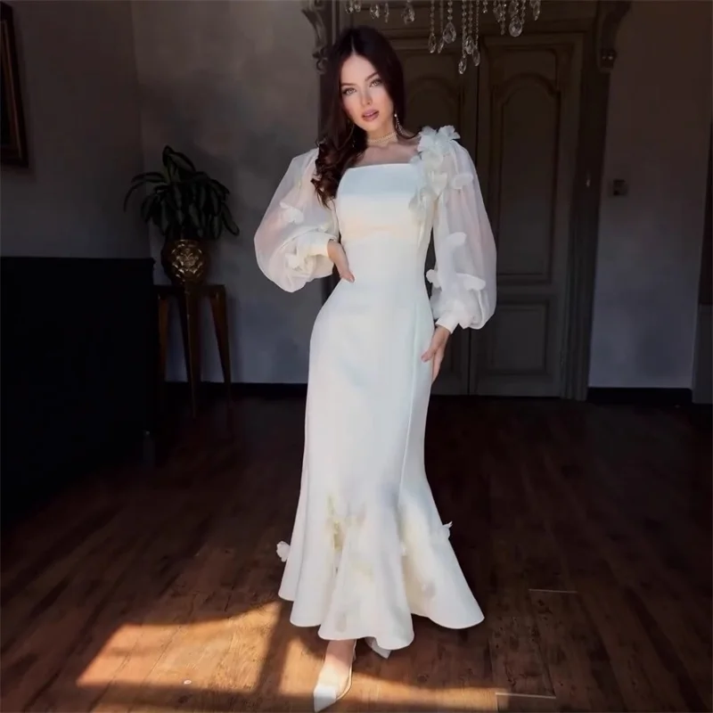 Saudi Arabia Women Prom Dress 3D Flower Full Sleeves Square Neck Tie Up Back Long Party Gown Formal Evening Birthday Guest Robe
Saudi Arabia Women Prom Dress 3D Flower Full Sleeves Square Neck Tie Up Back Long Party Gown Formal Evening Birthday Guest Robe