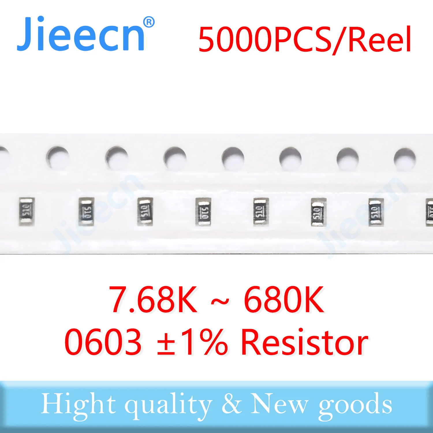 Jieecn 5000PCS 0603 F 1% SMD Resistor 7.68K-680K 1/10W 10K 9.76K 11K 12K 13K 15K 16K 18K 49.9K 499K 97.6K 110K 100K ohm 1608
Jieecn 5000PCS 0603 F 1% SMD Resistor 7.68K-680K 1/10W 10K 9.76K 11K 12K 13K 15K 16K 18K 49.9K 499K 97.6K 110K 100K ohm 1608