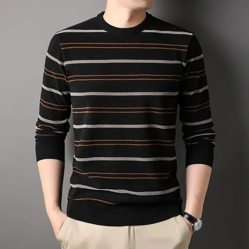 2024 Men's Striped round Neck Sweater Youth Autumn New Long Sleeve Jacquard All-Match Bottoming Sweater
2024 Men's Striped round Neck Sweater Youth Autumn New Long Sleeve Jacquard All-Match Bottoming Sweater