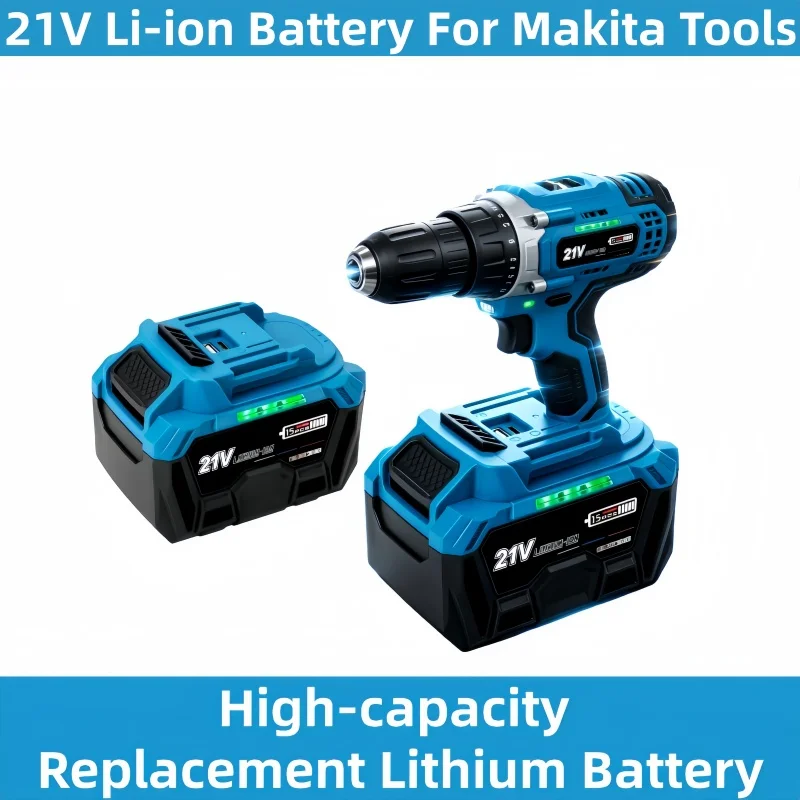 High-capacity 18V 21V Li-ion Battery, 3Ah 4Ah 6Ah Type-C Fast Charge Built In BMS Protection For Makita 18V Drill Power Tools
High-capacity 18V 21V Li-ion Battery, 3Ah 4Ah 6Ah Type-C Fast Charge Built In BMS Protection For Makita 18V Drill Power Tools