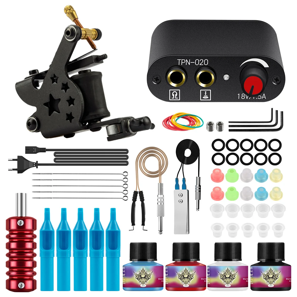 Complete Tattoo Makeup Tool Kit for Starter Tattoo Machine with Power Supply Permanent Tattoo Ink Pigment Cartridge Needles Kit
Complete Tattoo Makeup Tool Kit for Starter Tattoo Machine with Power Supply Permanent Tattoo Ink Pigment Cartridge Needles Kit