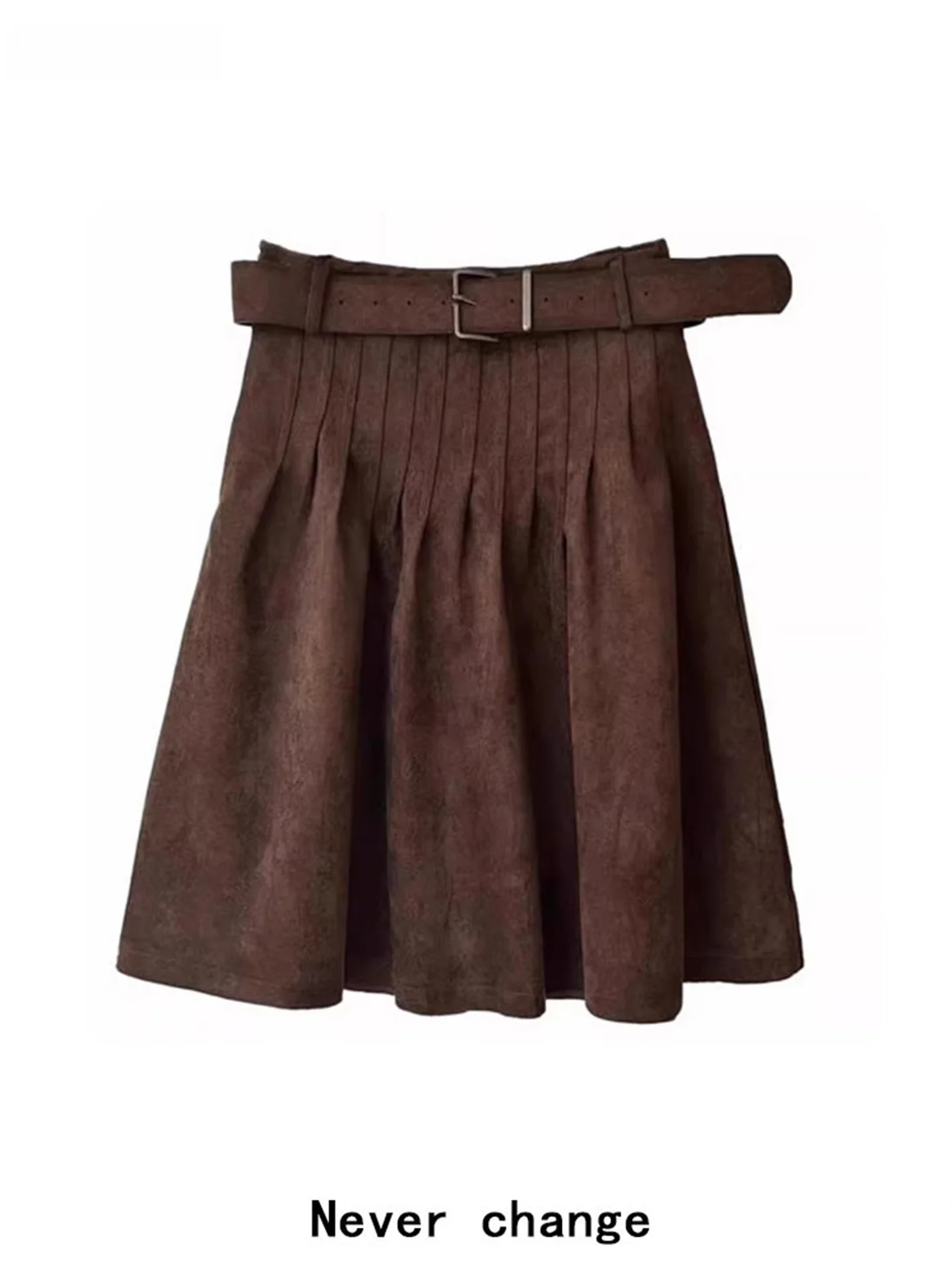 Brown Suede High Waist A-Line Skirt Women's Spring Vintage Design Pleated f Skirt Five-Quarter ort Skirt
Brown Suede High Waist A-Line Skirt Women's Spring Vintage Design Pleated f Skirt Five-Quarter ort Skirt