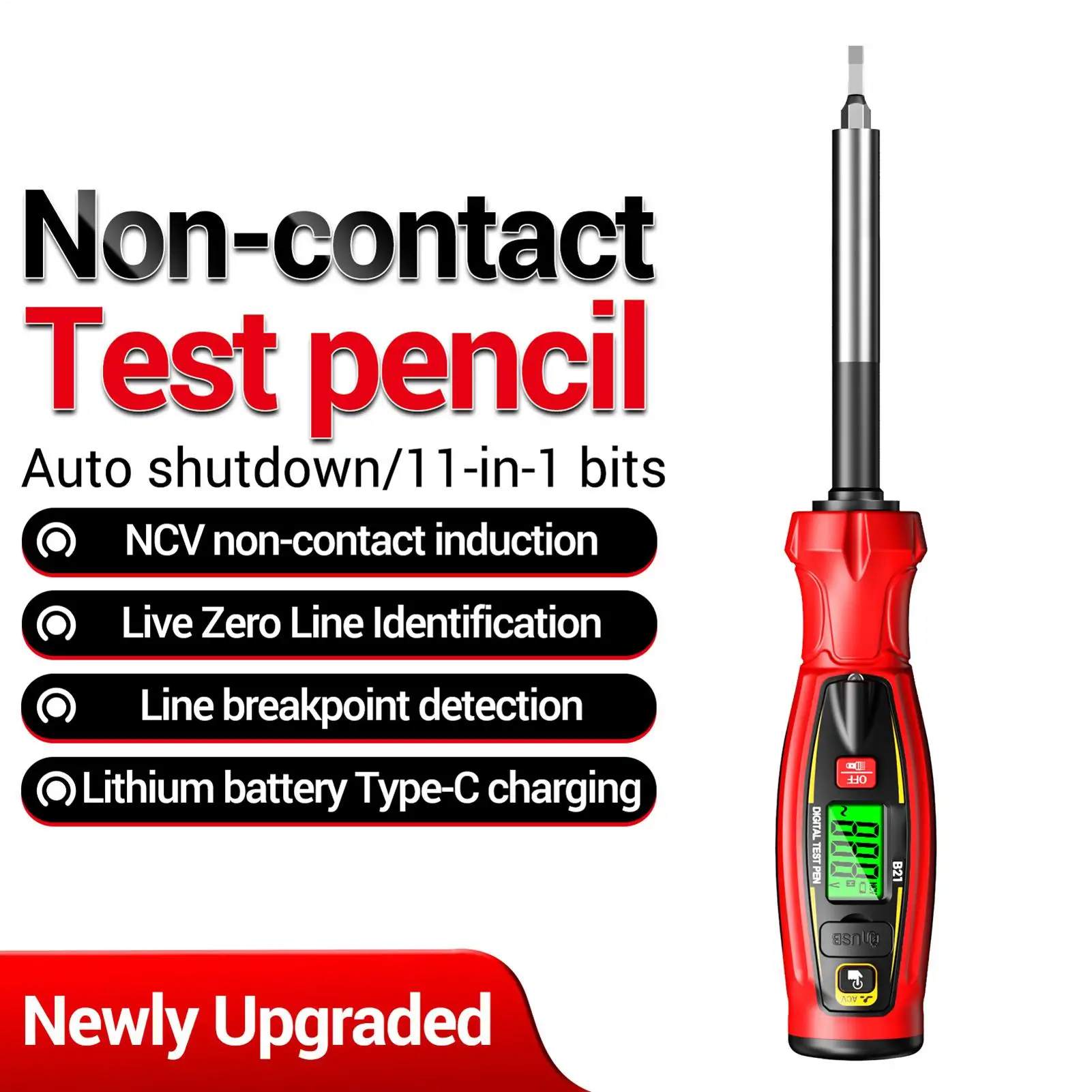 Voltage Tester Non-Contact Buzzer Alarm Screwdriver Electricity Detector for Mechanics Handymen Technicians Electricians Home
Voltage Tester Non-Contact Buzzer Alarm Screwdriver Electricity Detector for Mechanics Handymen Technicians Electricians Home