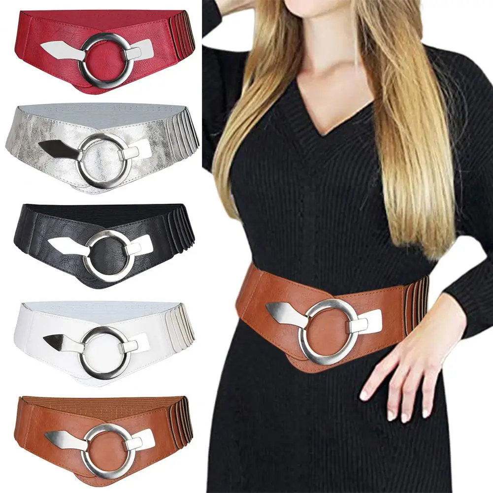 Wide Elastic Belt Women Belt Versatile Solid Color Stretchy Dress Belt Faux Leather Alloy Buckle Waistband
Wide Elastic Belt Women Belt Versatile Solid Color Stretchy Dress Belt Faux Leather Alloy Buckle Waistband