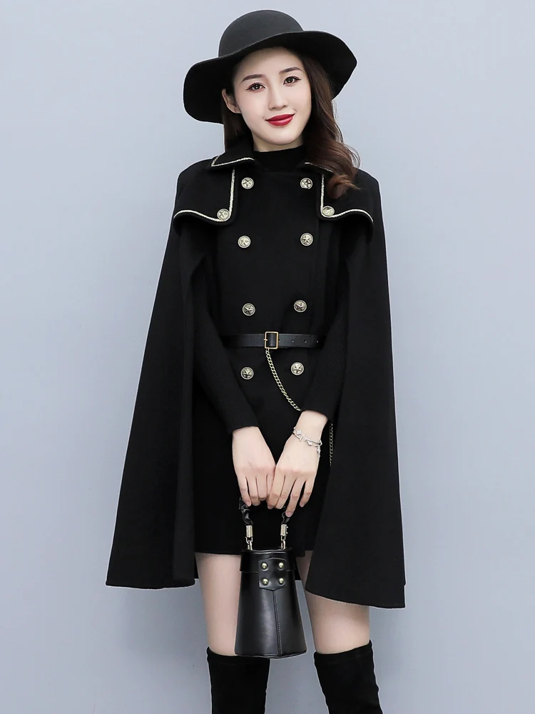 Double Breasted Mid-Length Loose Wool Jacket Womens Cape Poncho Korean Winter Coat Wool Turn Down Collar Fashion Outerwear
Double Breasted Mid-Length Loose Wool Jacket Womens Cape Poncho Korean Winter Coat Wool Turn Down Collar Fashion Outerwear