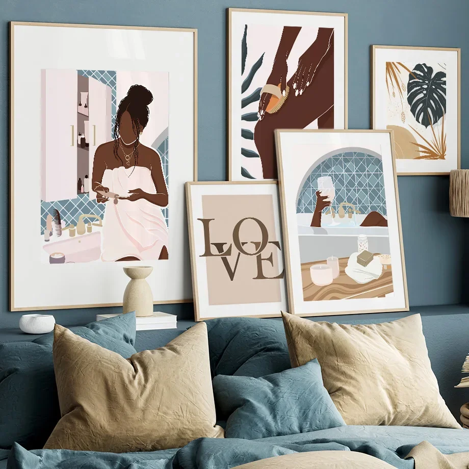 Black Girl Bathroom Wine Leaves Illustration Wall Art Canvas Painting Posters And Prints Wall Pictures For Living Room Decor
Black Girl Bathroom Wine Leaves Illustration Wall Art Canvas Painting Posters And Prints Wall Pictures For Living Room Decor