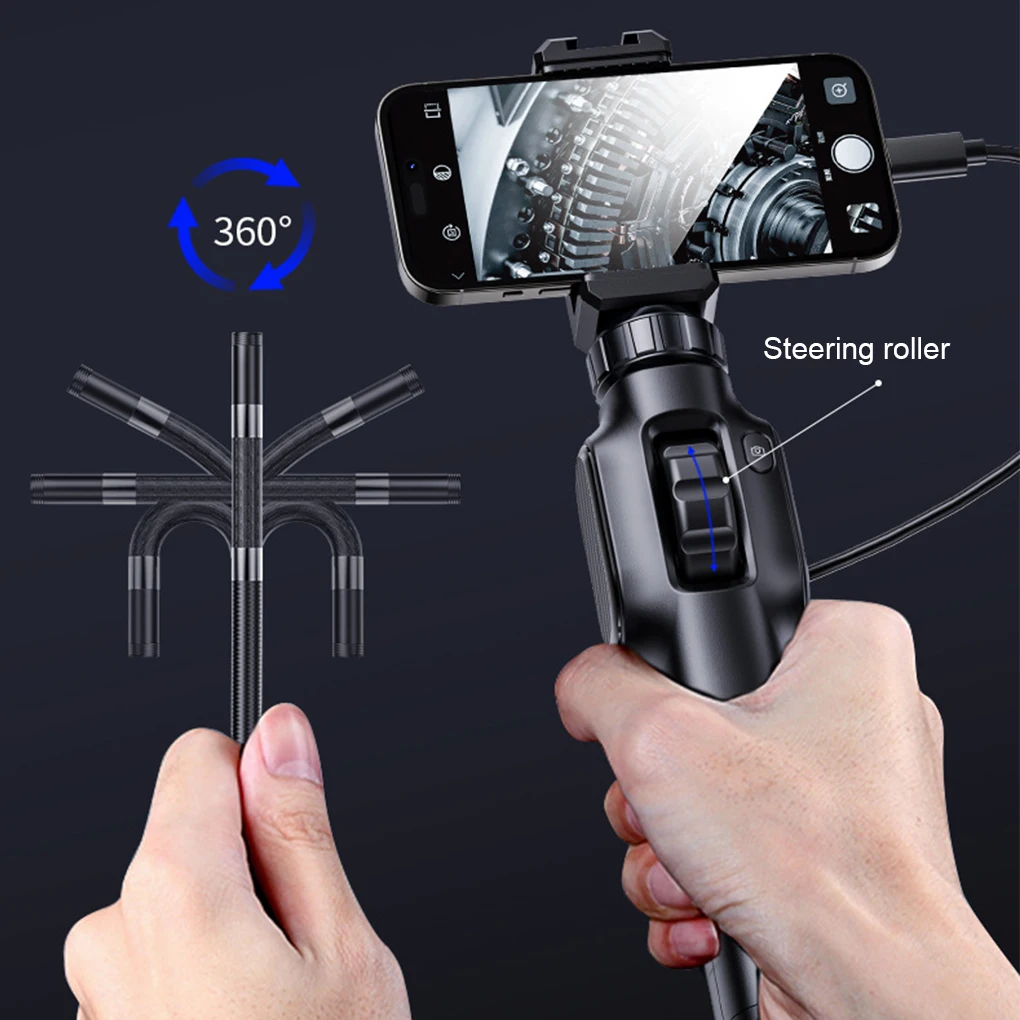 Borescope Camera For Android/ 360° Lens Rotation HD Pixels IP67 Waterproof 8 LED Headlights