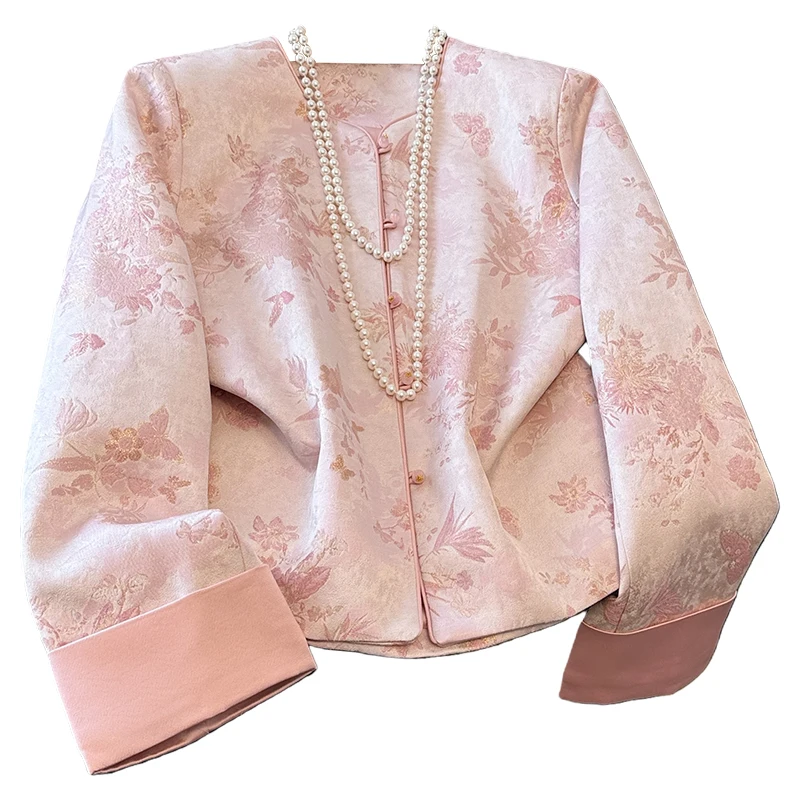 New Chinese Style Classical Silk Tang Suit Remodeled Button Heavy Embroidery Small V Collar Long Sleeve Open Cardigan Top Coat
New Chinese Style Classical Silk Tang Suit Remodeled Button Heavy Embroidery Small V Collar Long Sleeve Open Cardigan Top Coat