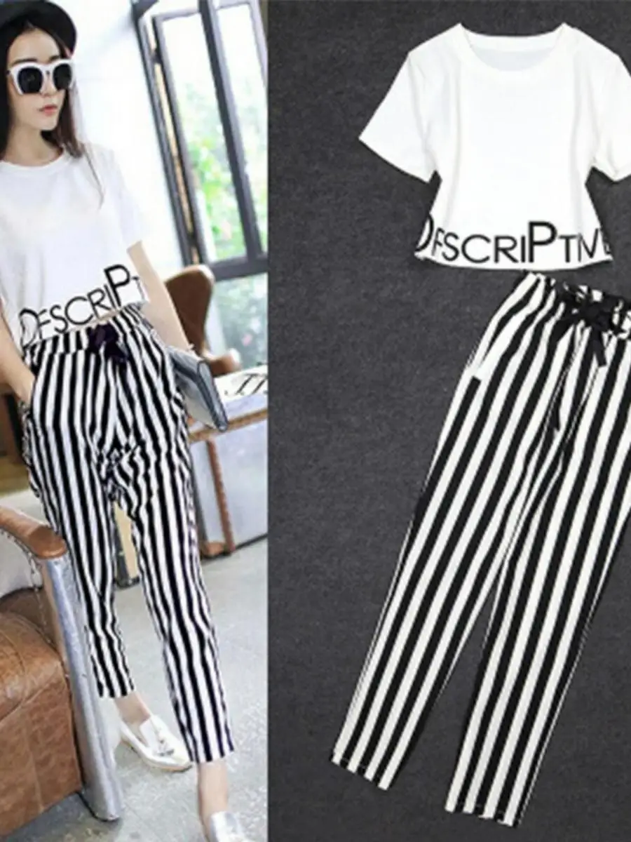 Summer 2024 Women's Short Sleeve T-Shirt Casual Pants Sportswear Set Polyester Fabric Fashionable Two-Piece Suit for Ladies
Summer 2024 Women's Short Sleeve T-Shirt Casual Pants Sportswear Set Polyester Fabric Fashionable Two-Piece Suit for Ladies