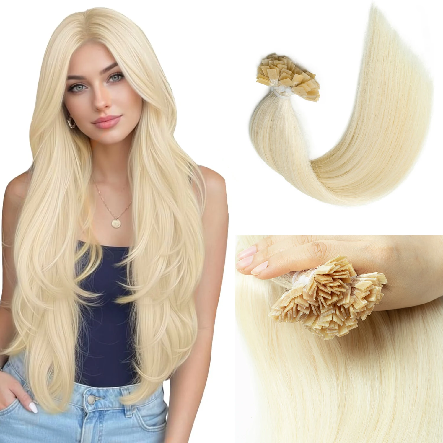 Platinum Blonde Flat Tip Hair Extensions Human Hair Pre Bonded Keratin Fusion Nail Tip Balayage Natural Straight Extensions
Platinum Blonde Flat Tip Hair Extensions Human Hair Pre Bonded Keratin Fusion Nail Tip Balayage Natural Straight Extensions