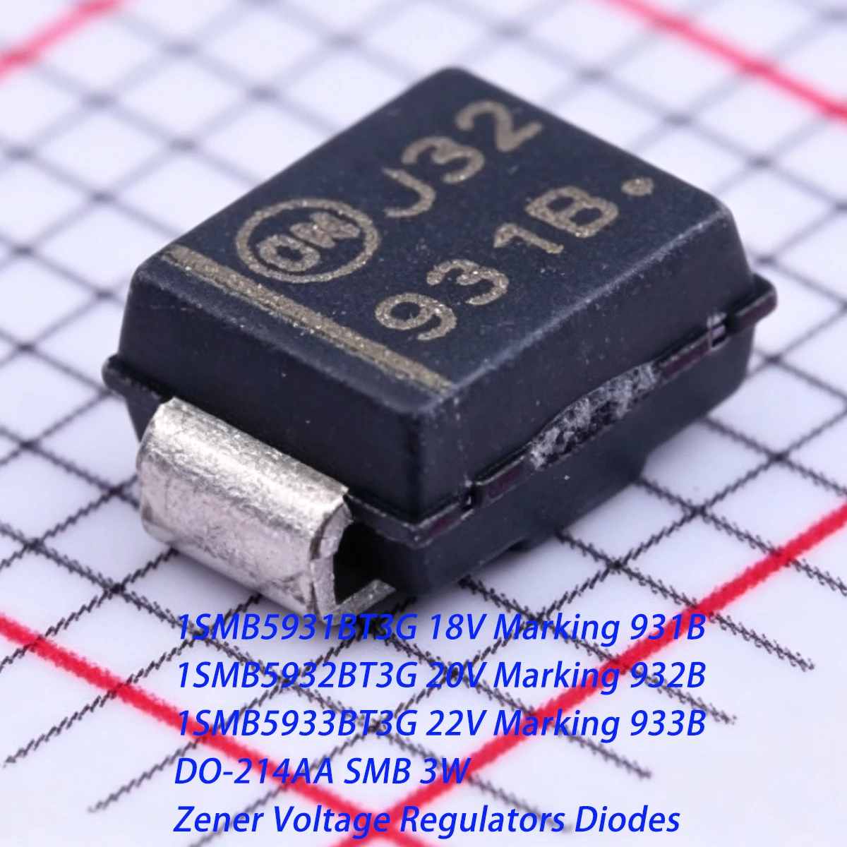 20PCS 3W 1SMB5931BT3G 18V 1SMB5932BT3G 20V 1SMB5933BT3G 22V Marking 931B 932B 933B DO-214AA SMB NEW Original Zener Diodes
20PCS 3W 1SMB5931BT3G 18V 1SMB5932BT3G 20V 1SMB5933BT3G 22V Marking 931B 932B 933B DO-214AA SMB NEW Original Zener Diodes