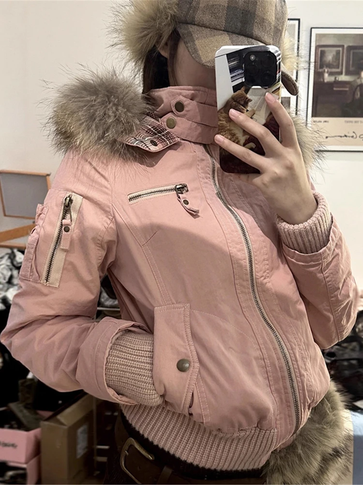 American Style Retro Pink Detachable Fur Collar Hooded Jacket Women's Autumn Winter Slim Fit Cotton Padded Short Top
American Style Retro Pink Detachable Fur Collar Hooded Jacket Women's Autumn Winter Slim Fit Cotton Padded Short Top
