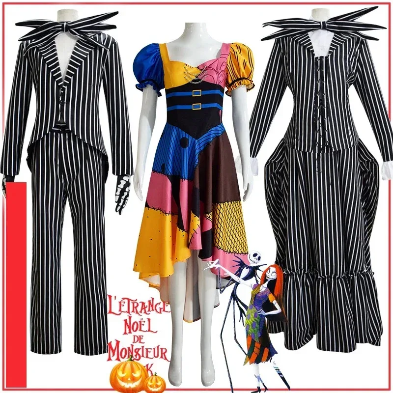 Film The Nightmare Before Christmas Jack Skellingto Sally Cosplay Costume Halloween Party Carnival Gown Adult child baby Clothes
Film The Nightmare Before Christmas Jack Skellingto Sally Cosplay Costume Halloween Party Carnival Gown Adult child baby Clothes