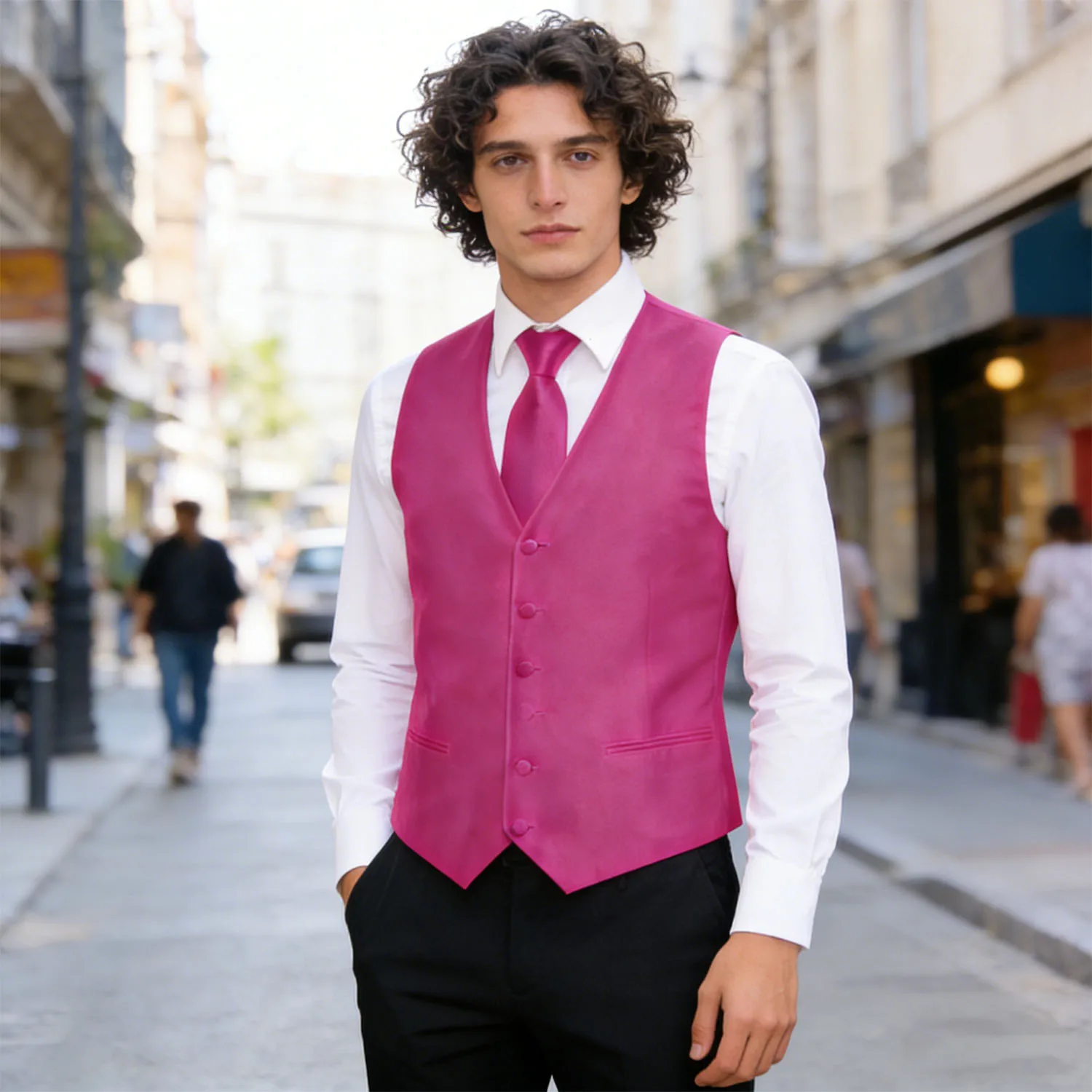 Men's Plain Vest & Tie Hanky Cufflinks Set – Formal Rose Red Yellow Waistcoat for Weddings Events Party Gift
Men's Plain Vest & Tie Hanky Cufflinks Set – Formal Rose Red Yellow Waistcoat for Weddings Events Party Gift