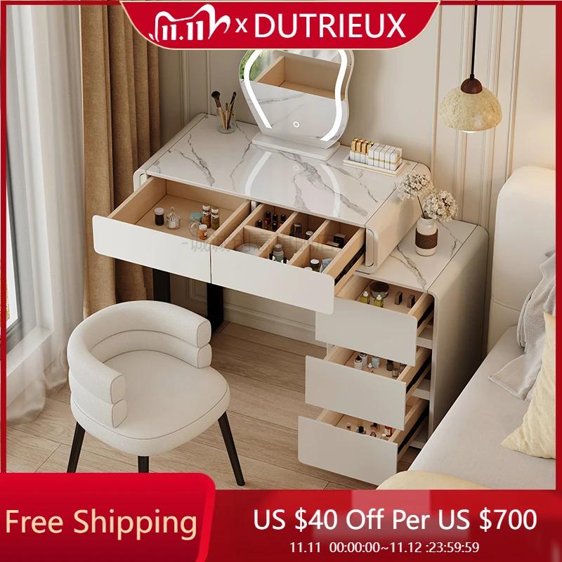 Wood Drawers Vanity Table Bedroom Makeup Storage Mirror Dressing Table Women Luxury Modern Comoda Pra Quarto Chinese Furniture
Wood Drawers Vanity Table Bedroom Makeup Storage Mirror Dressing Table Women Luxury Modern Comoda Pra Quarto Chinese Furniture