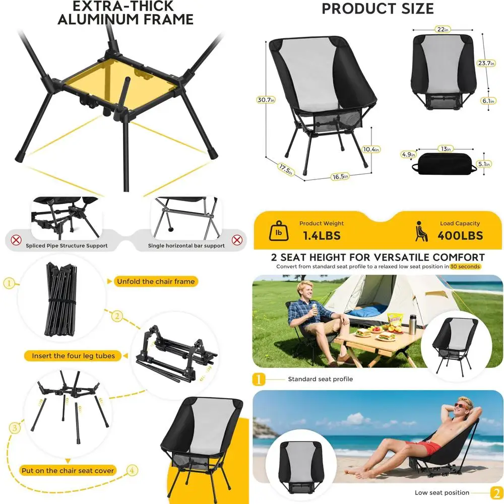 Прочный складной стул с грузоподъемностью 400 фунтов и сумкой для хранения, просторный для взрослых, идеально подходит для активного отдыха на природе
Прочный складной стул с грузоподъемностью 400 фунтов и сумкой для хранения, просторный для взрослых, идеально подходит для активного отдыха на природе