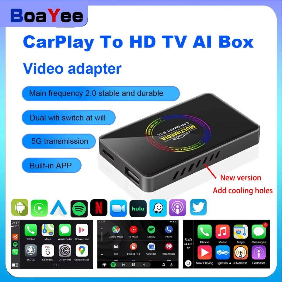 3in1 Ai Box Wireless Carplay Car Video 4K HDMI TV Box Car Streaming Device Carplay For iPhone apple android 12 YouTube / Netflix 
3in1 Ai Box Wireless Carplay Car Video 4K HDMI TV Box Car Streaming Device Carplay For iPhone apple android 12 YouTube / Netflix
