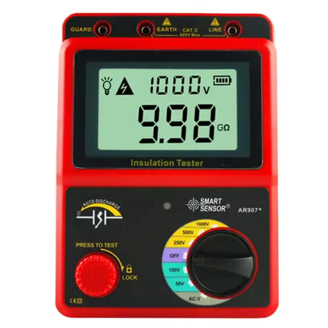 SMART Sensor AR907+ AR907A+ Digital High Voltage Insulation Resistance Tester
SMART Sensor AR907+ AR907A+ Digital High Voltage Insulation Resistance Tester