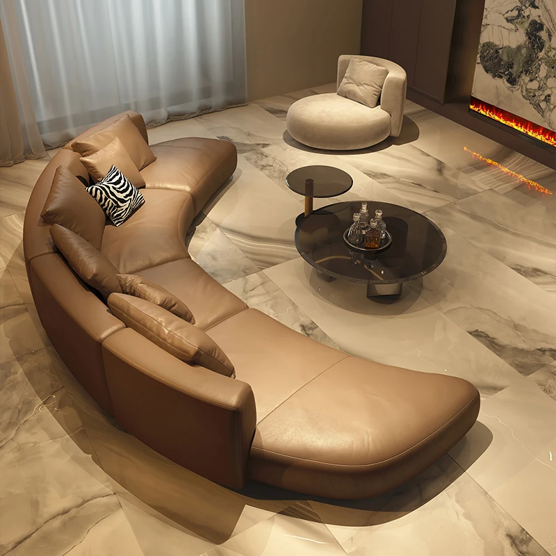 Nordic leather sofa first layer cowhide living room Italian minimalist sofa sales office negotiating curved sofa
Nordic leather sofa first layer cowhide living room Italian minimalist sofa sales office negotiating curved sofa