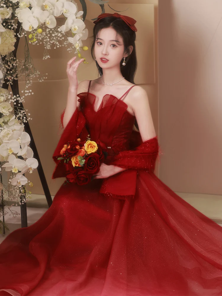 Red Wedding Dr Women's Sle Bridesmaid Gown Floor-Length Evening Dr Korean Version Mid-Waist No-Sve Embroidery
Red Wedding Dr Women's Sle Bridesmaid Gown Floor-Length Evening Dr Korean Version Mid-Waist No-Sve Embroidery