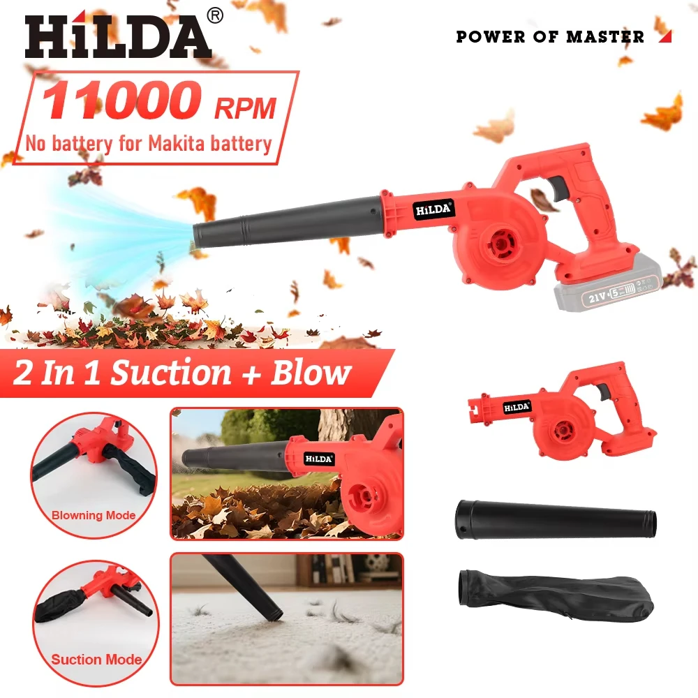 HILDA Electric Blower Cordless 2 in 1 Air Blower Leaf Blower Dust Computer Collector Vacuum Power Tools For Makita Battery
HILDA Electric Blower Cordless 2 in 1 Air Blower Leaf Blower Dust Computer Collector Vacuum Power Tools For Makita Battery