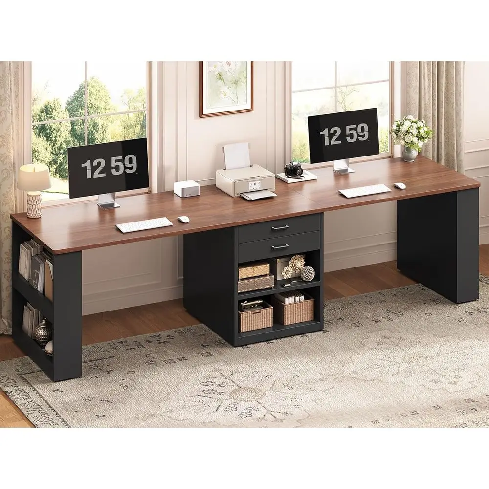 90.5 Dual-Person Computer Desk with Storage for Home Office or Gaming, Black
90.5 Dual-Person Computer Desk with Storage for Home Office or Gaming, Black