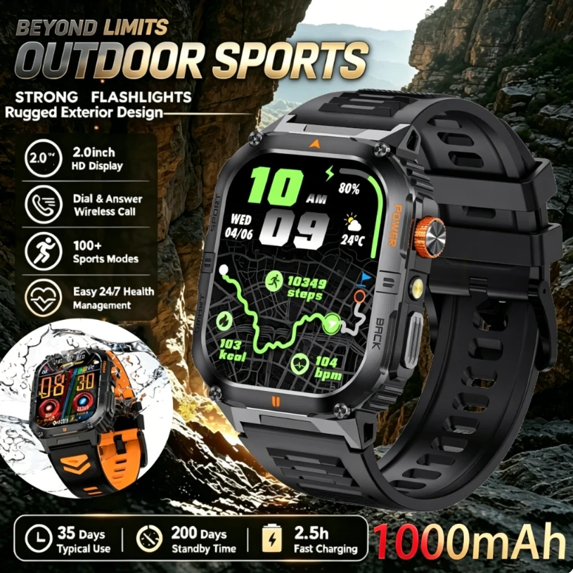 NEW Outdoor Sport Smart Watch 1000mAh Health Monitor Flashlight Sports Mode 3ATM Waterproof BT Call Voice Assistant Smart Watch
NEW Outdoor Sport Smart Watch 1000mAh Health Monitor Flashlight Sports Mode 3ATM Waterproof BT Call Voice Assistant Smart Watch