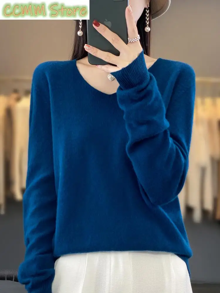 Merino Wool Women's Sweater V-Neck Long Sleeve Pullovers Autumn Winter Basic Jumper Cashmere Knitwear Warm Female Clothing
Merino Wool Women's Sweater V-Neck Long Sleeve Pullovers Autumn Winter Basic Jumper Cashmere Knitwear Warm Female Clothing