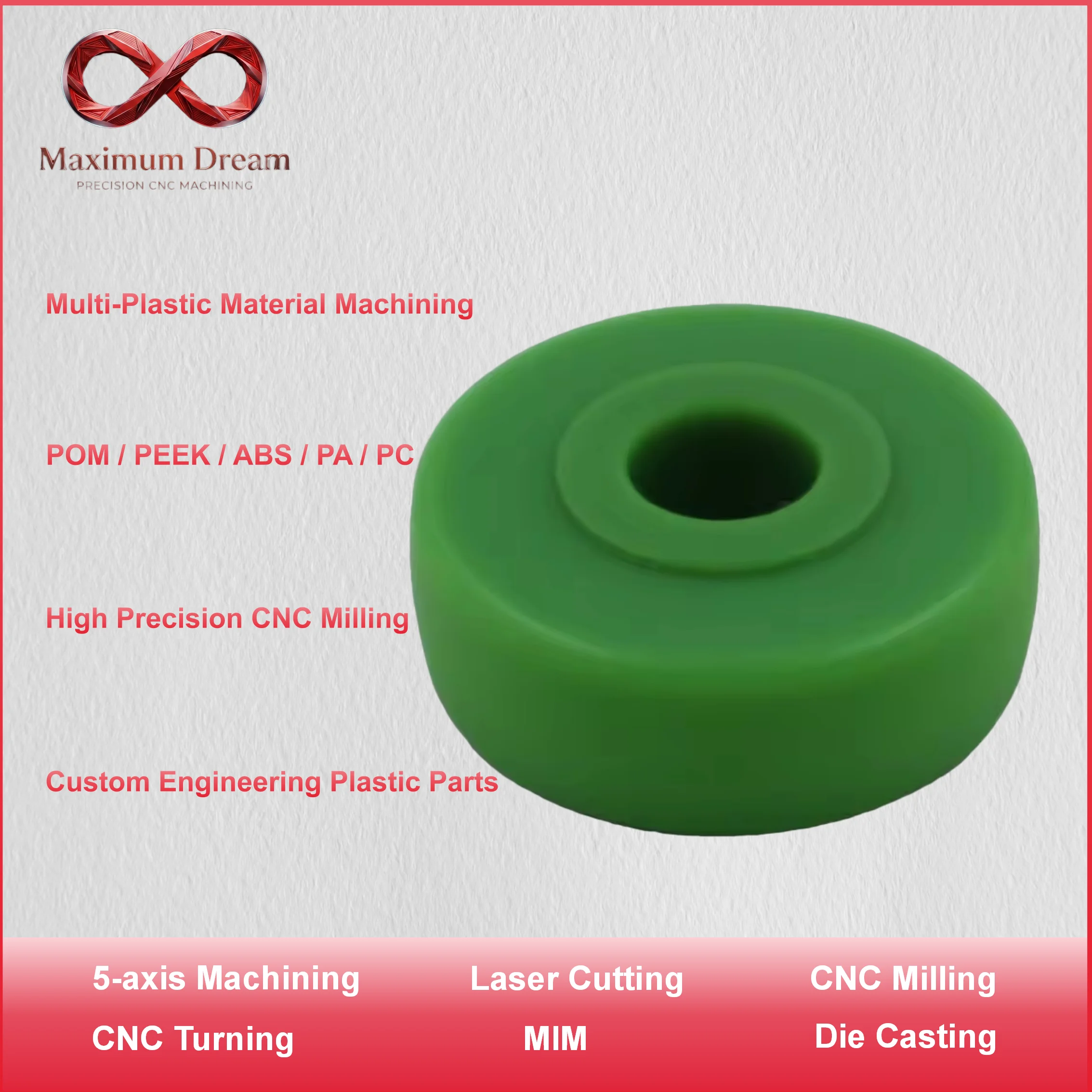 Precision CNC Machining Plastic Components ABS POM PC PEEK Custom Industrial Hardware OEM Parts
Precision CNC Machining Plastic Components ABS POM PC PEEK Custom Industrial Hardware OEM Parts