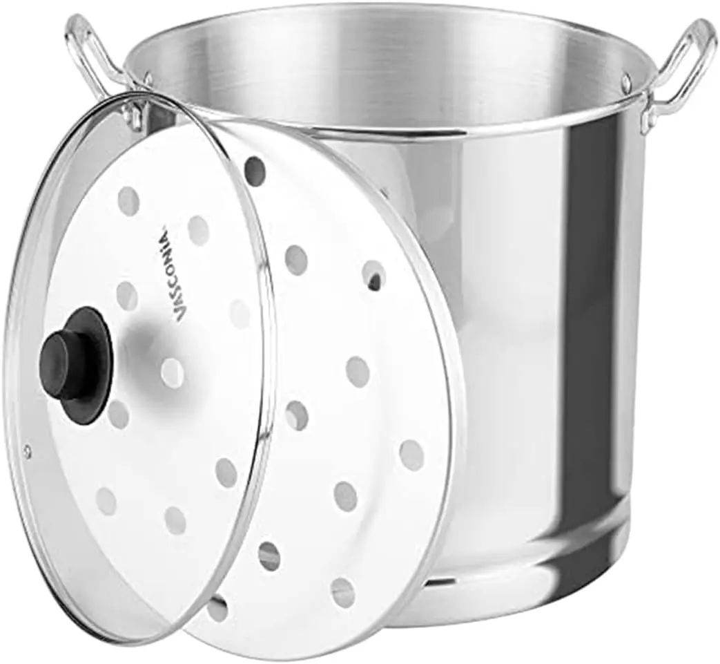32-Quart Steamer Pot with Tray & Glass Lid for Tamales, Seafood, Pasta - Hand-Wash Only
32-Quart Steamer Pot with Tray & Glass Lid for Tamales, Seafood, Pasta - Hand-Wash Only