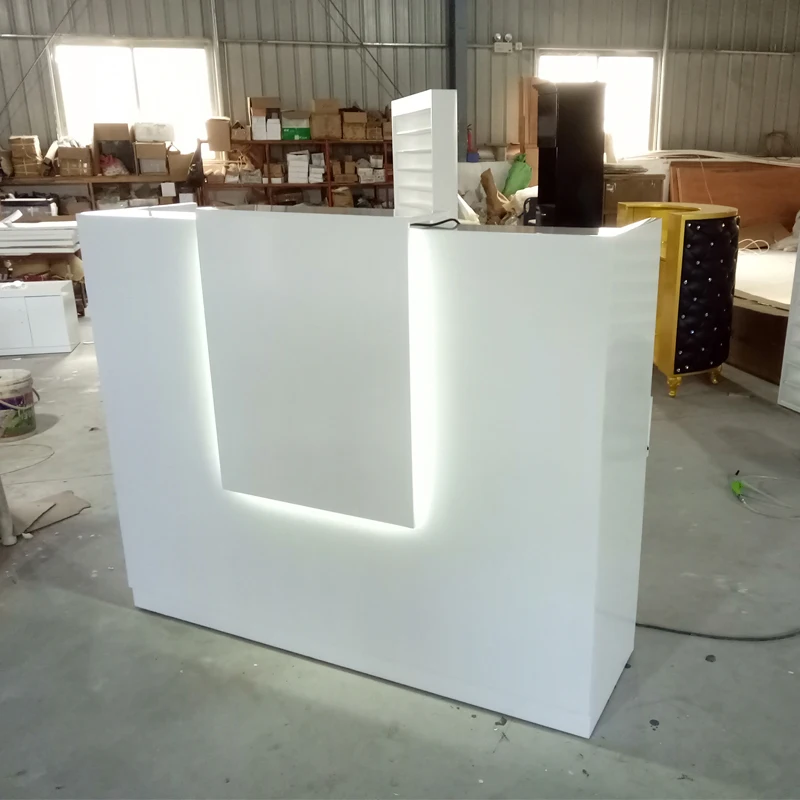 High Quality Modern Reception Counter Table Wooden Office Reception Salon Front Desk With Led Light
High Quality Modern Reception Counter Table Wooden Office Reception Salon Front Desk With Led Light