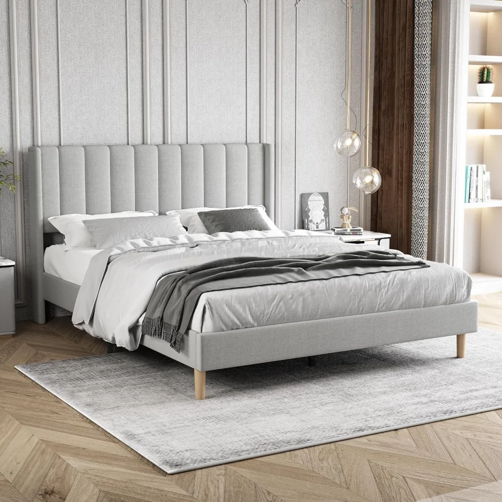 Queen Upholstered Platform Bed - Headboard Included, Wood Slat Support, No Box Spring Needed
Queen Upholstered Platform Bed - Headboard Included, Wood Slat Support, No Box Spring Needed