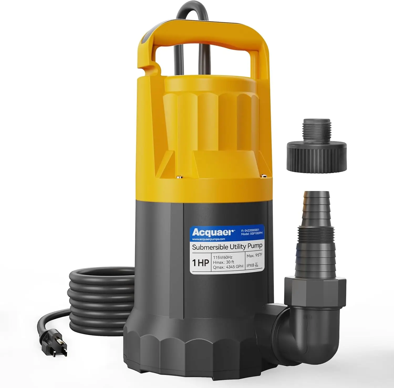 Submersible Sump Pump 1 HP 4345 GPH for Basement Pool Hot Tub Drainage with 30ft Head
Submersible Sump Pump 1 HP 4345 GPH for Basement Pool Hot Tub Drainage with 30ft Head