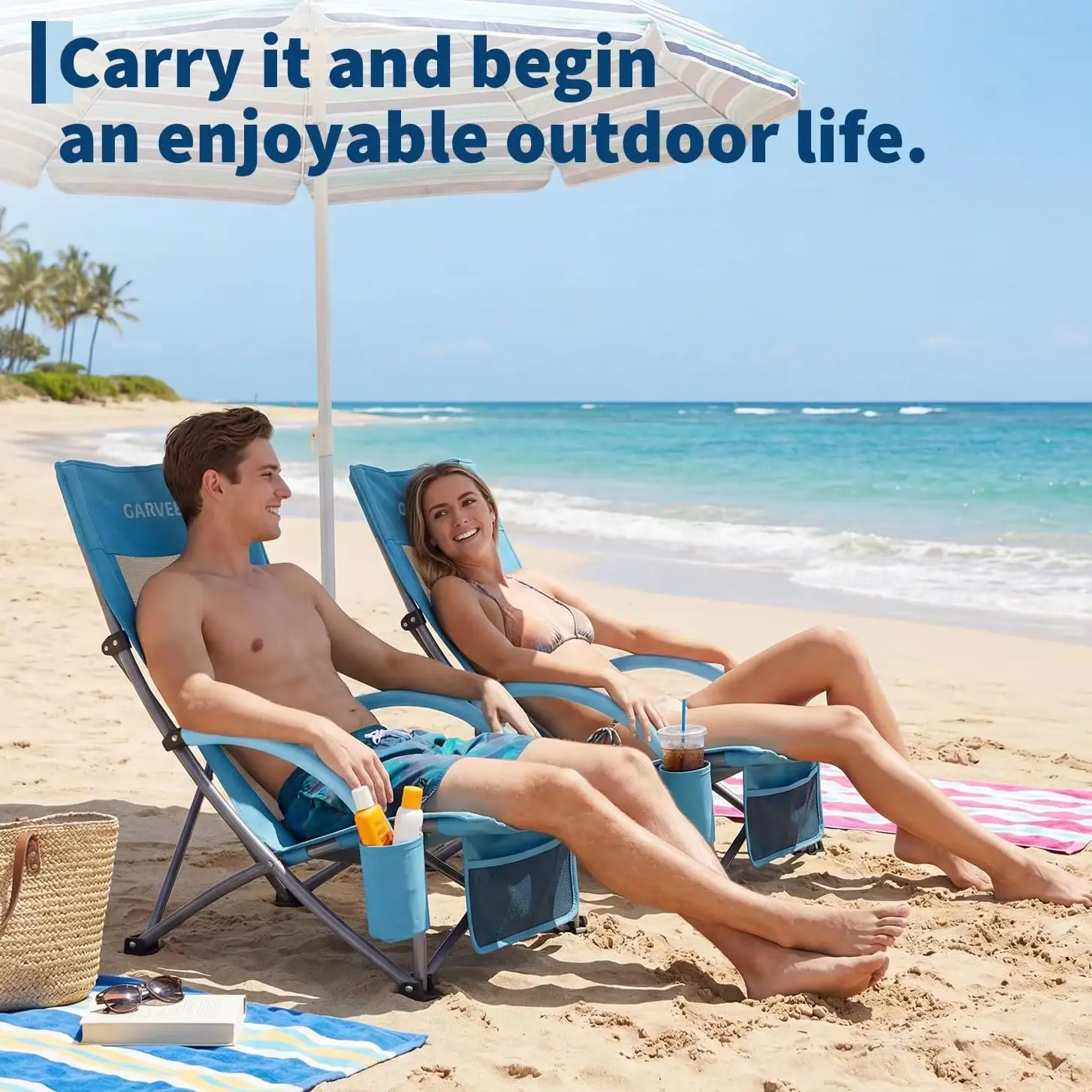 Folding Portable Beach Chair 2 Pack for Adults, High Extra Wide Seat Chair with Cup Holder, Storage Pocket & Carry Bag for Beach Camping Travel
Folding Portable Beach Chair 2 Pack for Adults, High Extra Wide Seat Chair with Cup Holder, Storage Pocket & Carry Bag for Beach Camping Travel