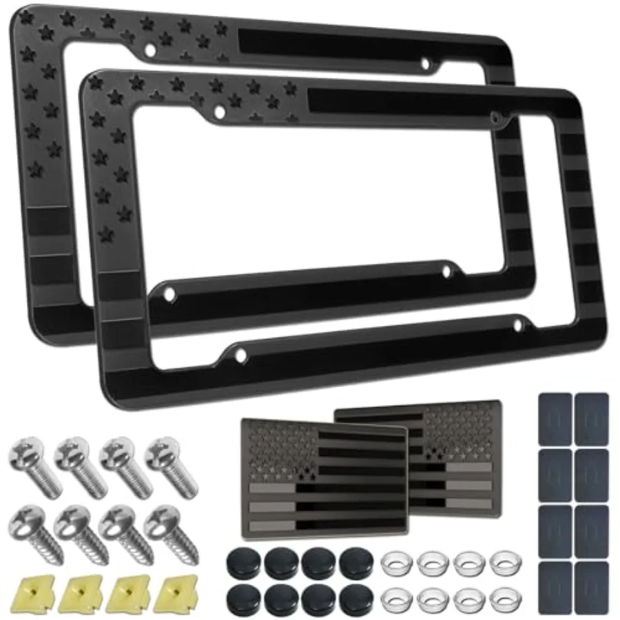 American Flag License Plate Frame- 2 Pack Patriotic ABS Plastic Car Tag Cover with 3D USA Flag Pattern, Glossy on Matte Black,
American Flag License Plate Frame- 2 Pack Patriotic ABS Plastic Car Tag Cover with 3D USA Flag Pattern, Glossy on Matte Black,