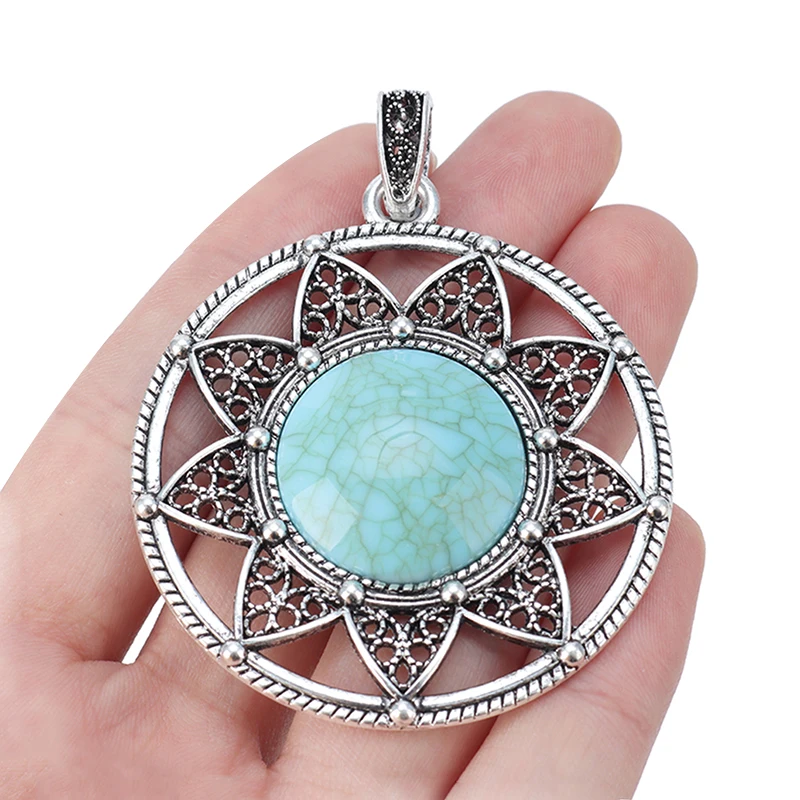 ZXZ 2pcs Tibetan Silver Large Flower Imitation Stone Round Charms Pendants for Necklace Jewelry Making Findings
ZXZ 2pcs Tibetan Silver Large Flower Imitation Stone Round Charms Pendants for Necklace Jewelry Making Findings