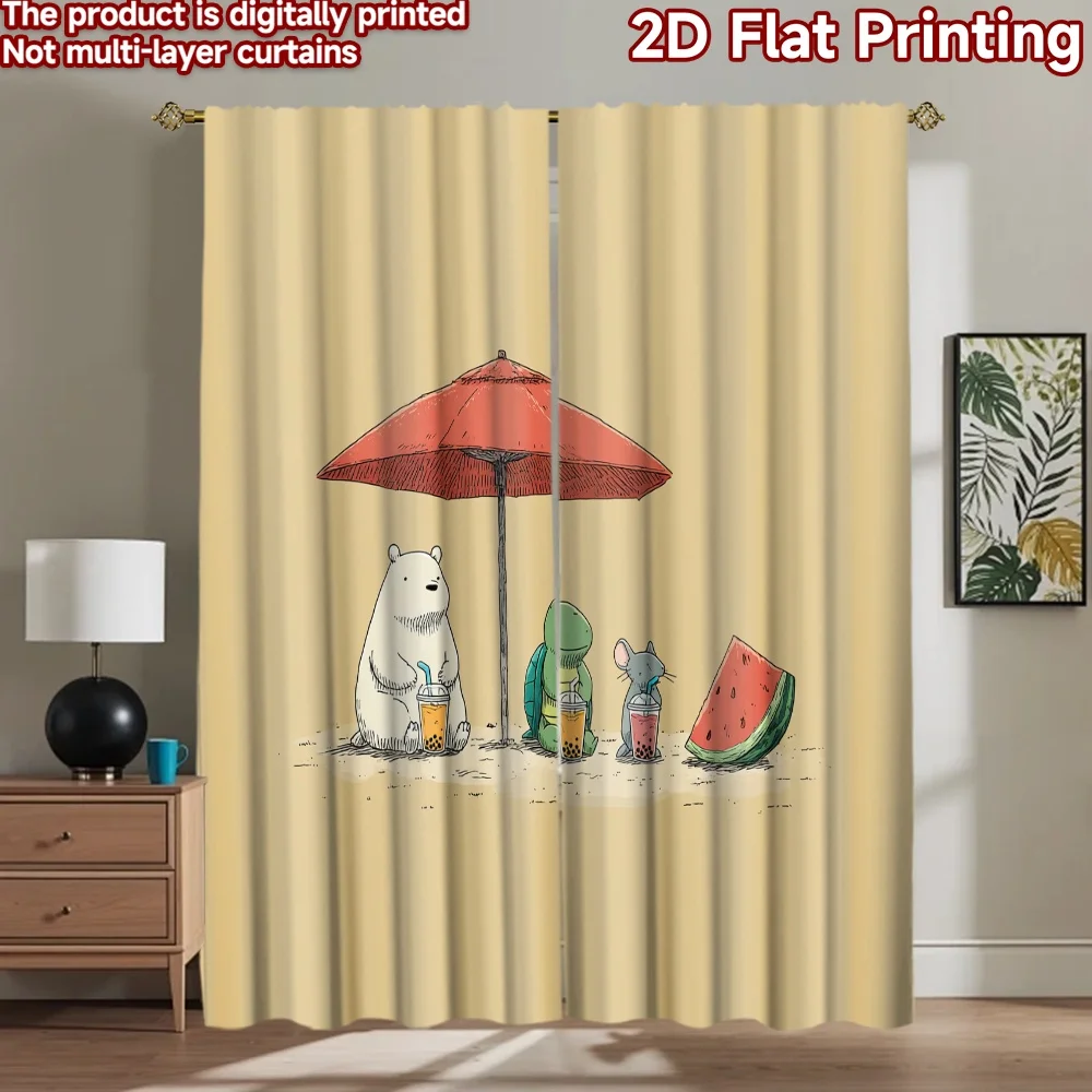 2D flat printing 2pcs Window Curtains Cute animals beach boba watermelon Digital Printed Polyester Drapes Festive Wall Decor for
2D flat printing 2pcs Window Curtains Cute animals beach boba watermelon Digital Printed Polyester Drapes Festive Wall Decor for