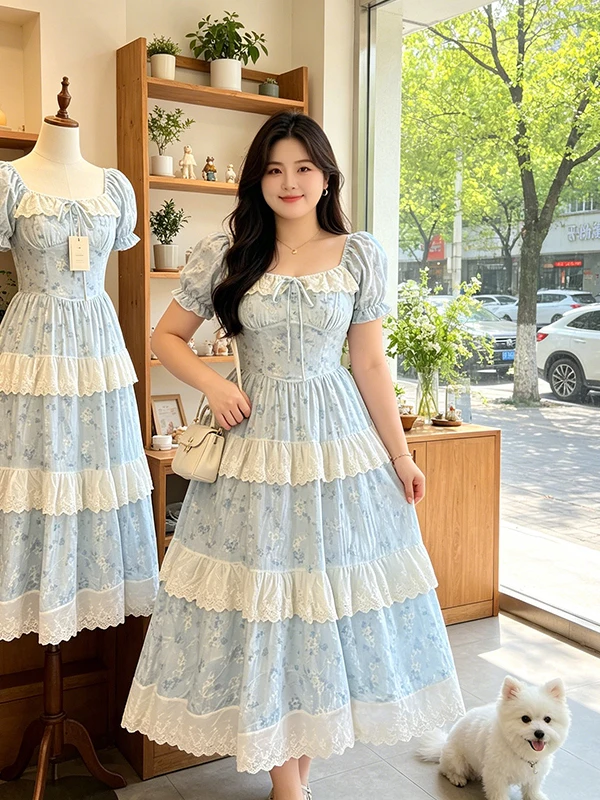 Sweet Floral Print Bubble Sleeve Maxi Dress Women's plus Size Summer New Style Cake Skirt A-Line Dress Short Sleeve Long Dress
Sweet Floral Print Bubble Sleeve Maxi Dress Women's plus Size Summer New Style Cake Skirt A-Line Dress Short Sleeve Long Dress