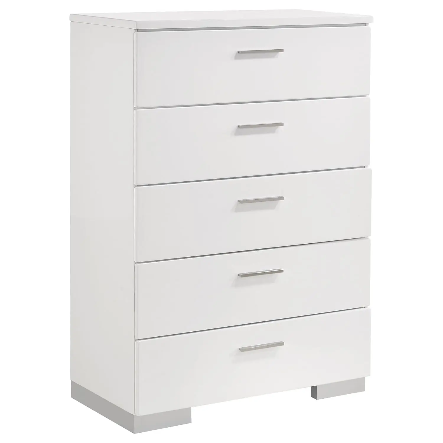 Coaster Home Furnishings - Felicity - Wood - 5-Drawer Chest with Chrome-Finished Handles, Metal Extension Glides, Customized
Coaster Home Furnishings - Felicity - Wood - 5-Drawer Chest with Chrome-Finished Handles, Metal Extension Glides, Customized