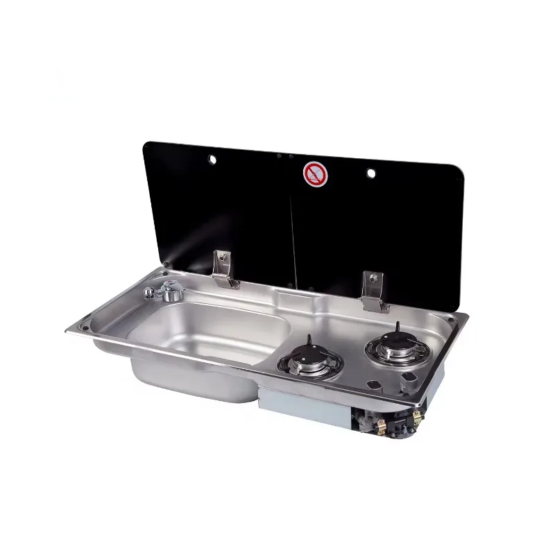 Stainless Steel 2 Burner Gas Stove and Sink Combo with Tempered Glass Lid for RV Caravan Yacht
Stainless Steel 2 Burner Gas Stove and Sink Combo with Tempered Glass Lid for RV Caravan Yacht