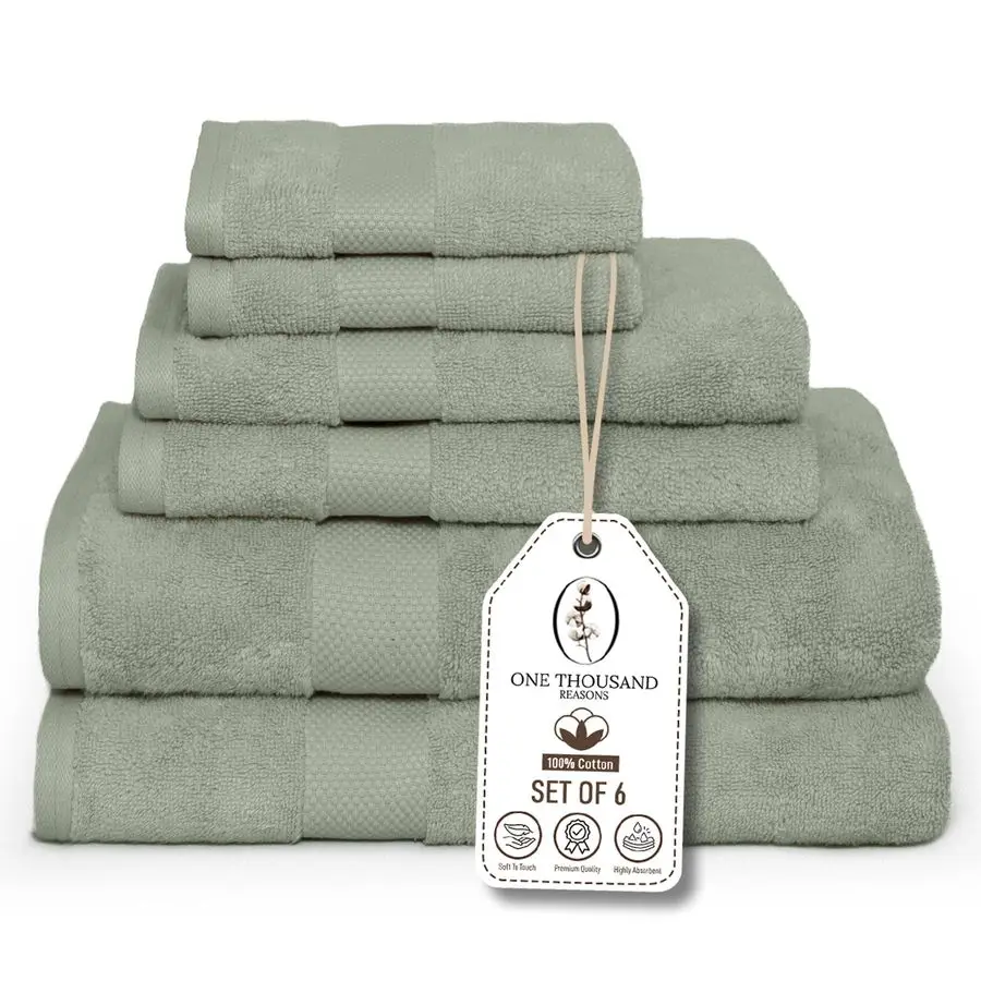 Staple Cotton Bathroom Towel Set Sage Green 600 GSM 6Piece Luxury Bath Towel Set 1 Stripe 2 Bath Towels, 2 Hand Towels amp 2 Was
Staple Cotton Bathroom Towel Set Sage Green 600 GSM 6Piece Luxury Bath Towel Set 1 Stripe 2 Bath Towels, 2 Hand Towels amp 2 Was