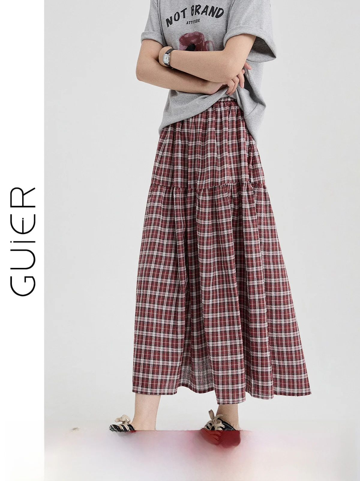 Red Plaid High Waist A-Line Skirt Women's Spring Summer New Style Slimming Half-length Skirt Guoer Brand Loose Fit Elastic Waist
Red Plaid High Waist A-Line Skirt Women's Spring Summer New Style Slimming Half-length Skirt Guoer Brand Loose Fit Elastic Waist