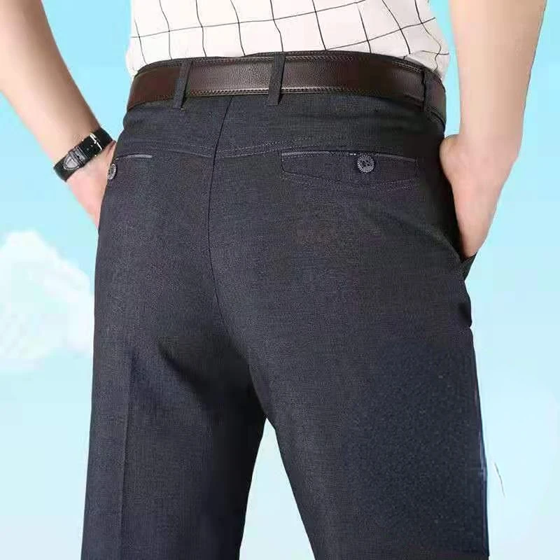 Middle-aged Men's Summer Thin Ice Silk Stitching Button Zipper Loose Solid Color Fashion Business Casual Suit Straight Pants
Middle-aged Men's Summer Thin Ice Silk Stitching Button Zipper Loose Solid Color Fashion Business Casual Suit Straight Pants