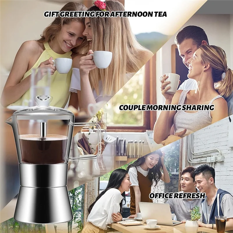 A24P Italian Coffee Maker Glass-Top & Stainless Steel Espresso Moka Pot,Classic Italian Coffee Maker, 240Ml
A24P Italian Coffee Maker Glass-Top & Stainless Steel Espresso Moka Pot,Classic Italian Coffee Maker, 240Ml